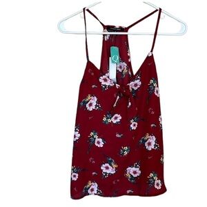 NWT Maroon floral sleeveless swing top Papermoon Sz M